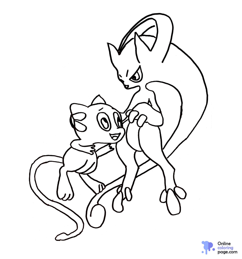 Mewtwo Pokemon Coloring Page